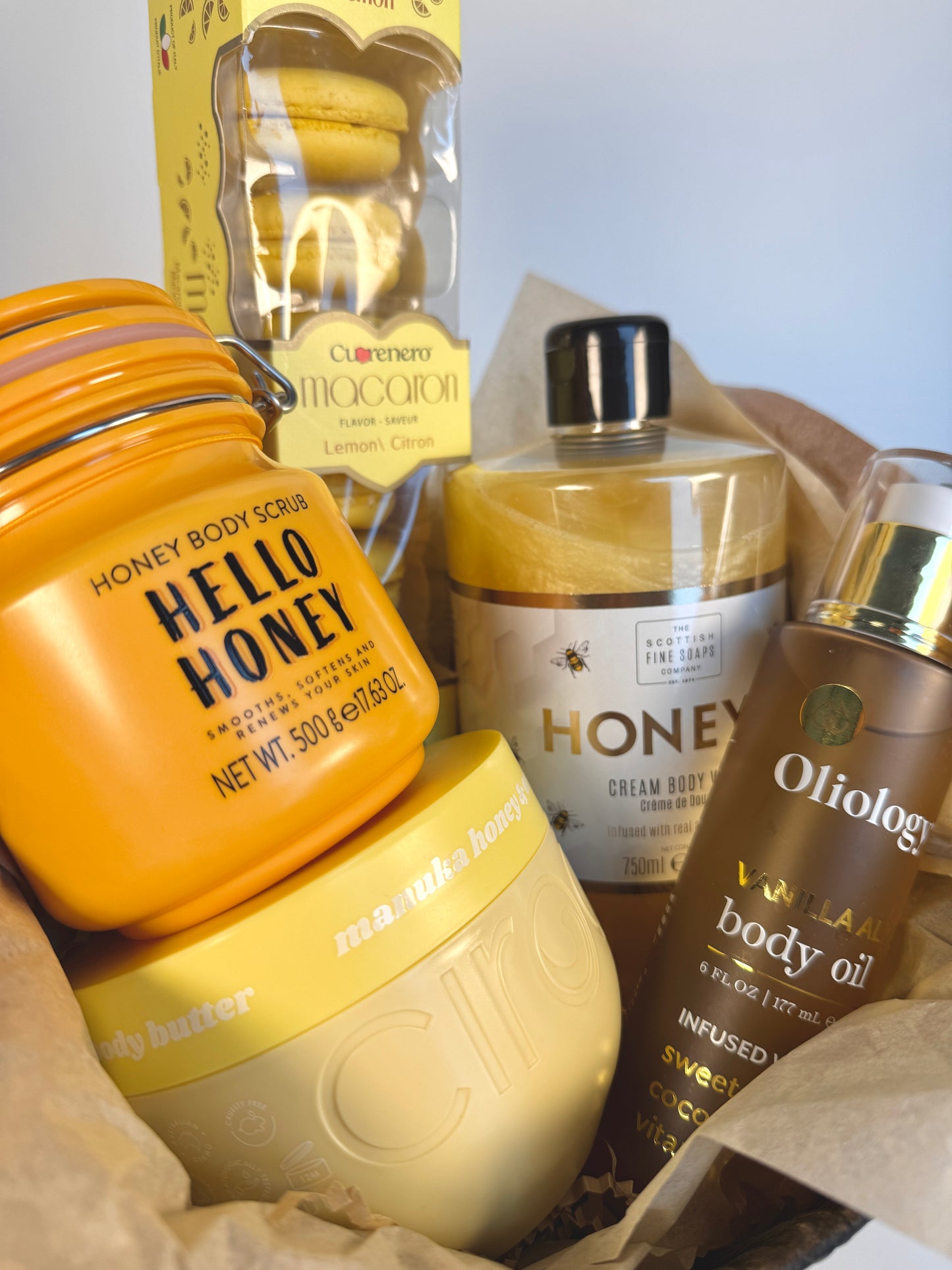 Honey Lemon Spa Gift Basket - Luxury Bath & Body Care Set