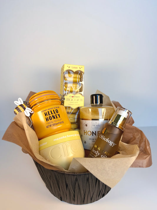 Honey Lemon Spa Gift Basket - Luxury Bath & Body Care Set