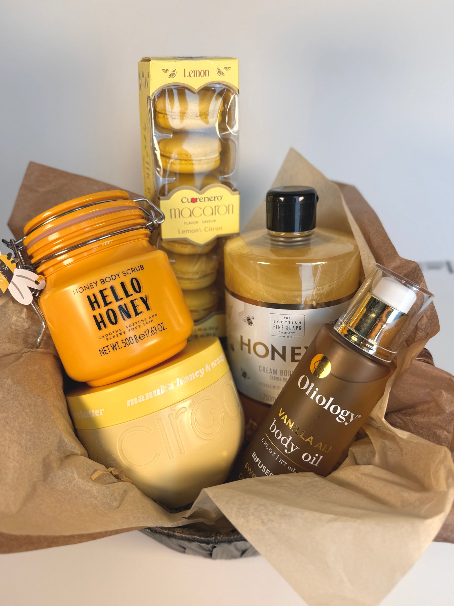 Honey Lemon Spa Gift Basket - Luxury Bath & Body Care Set