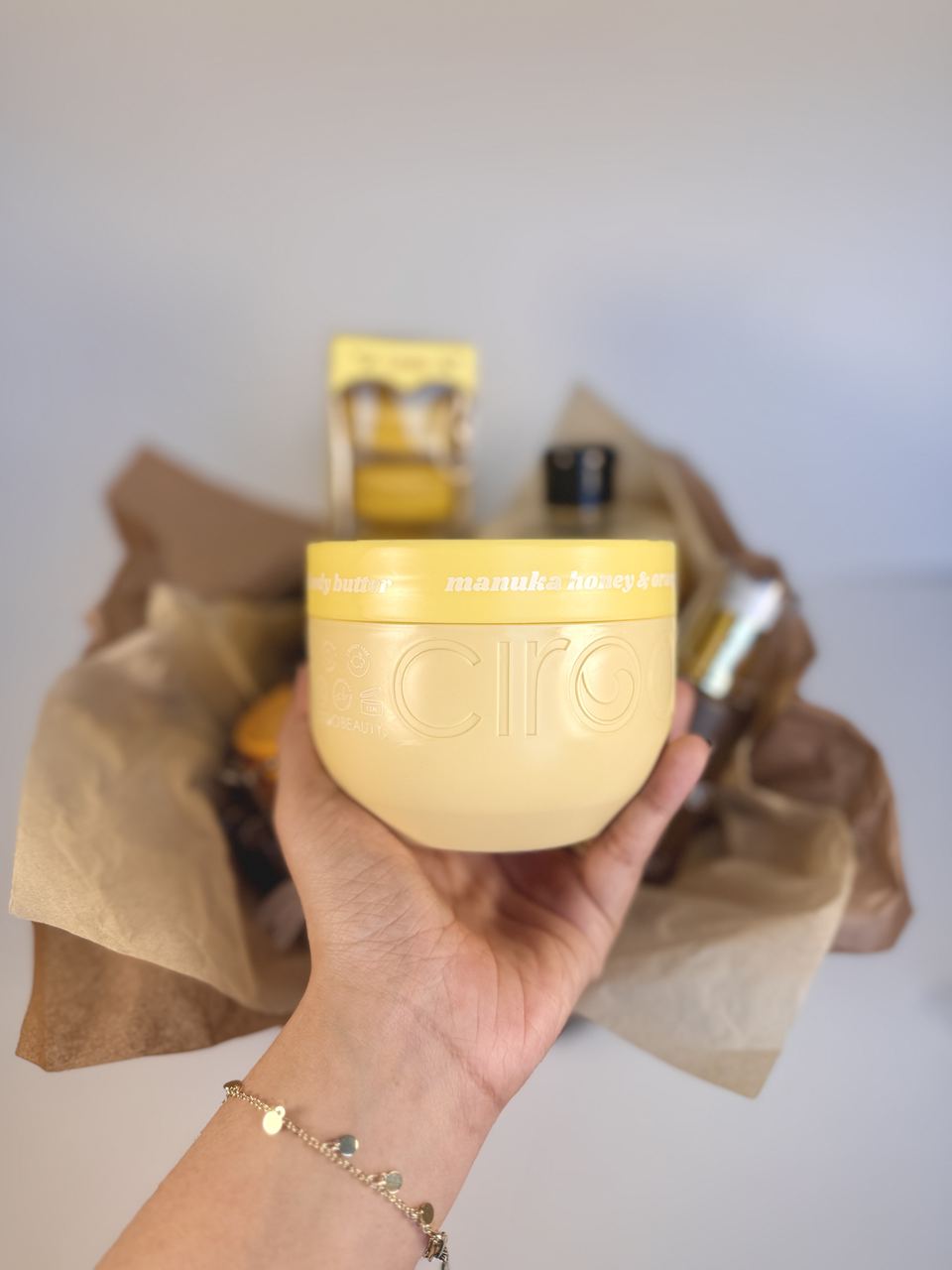 Manuka honey body butter from a self-care basket