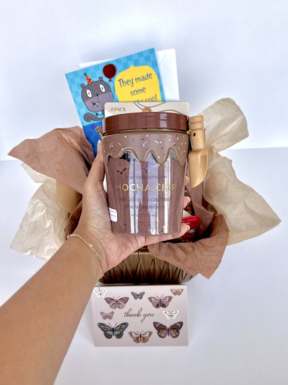 Mocha chip body scrub from a birthday basket